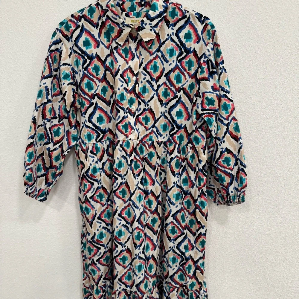 Anthropologie Maeve The Bettina Tiered Cotton Midi Dress Size Small Multi Color - Picture 4 of 13